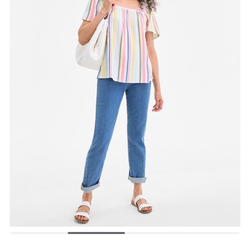Sandy Stripe Flutter-Sleeve Shirt  size 2X